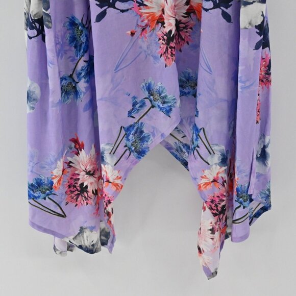TOLANI‎ Dress Womens Size XS Purple Floral Wide Strap Vneck Asymmetric Midi NEW - Picture 4 of 12